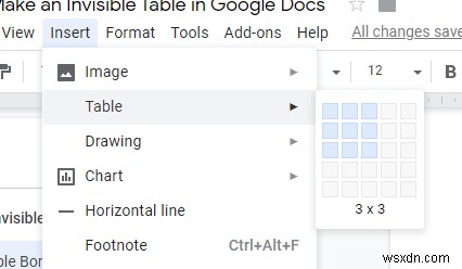 Googleドキュメントでテーブルの境界線を削除する方法 