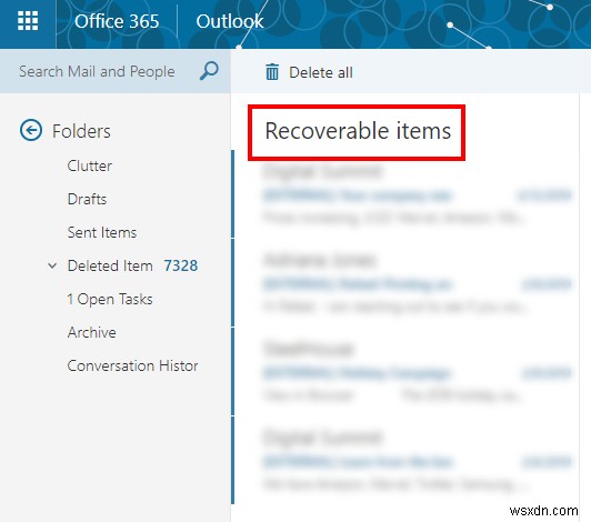 Office365で削除された電子メールを回復する方法 