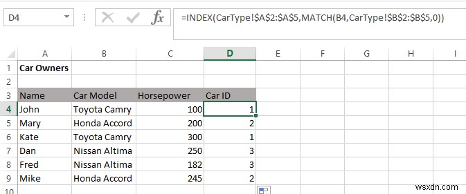 ExcelでVLOOKUPの代わりにインデックス一致を使用する場合 