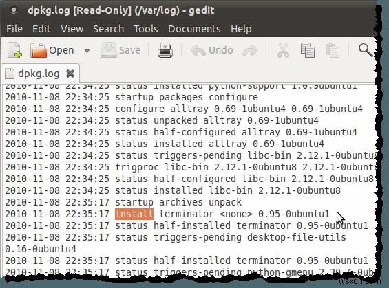 Ubuntuに最近インストールされたソフトウェアパッケージのリストを表示する 