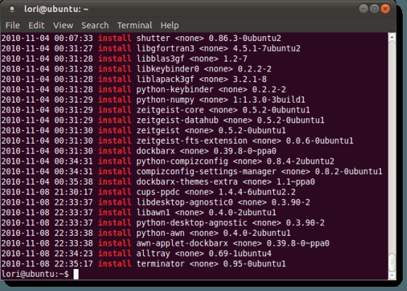 Ubuntuに最近インストールされたソフトウェアパッケージのリストを表示する 