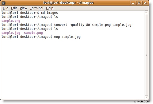 Ubuntuのコマンドラインを介してフォーマット間で画像を変換する 