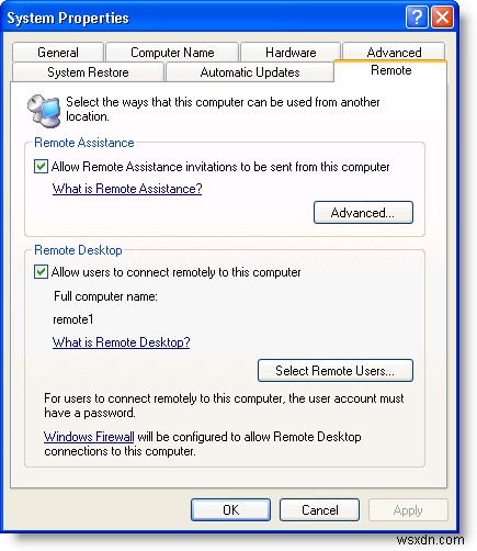 WindowsXPまたはWindowsServer2003コンピュータへのリモートアクセス 