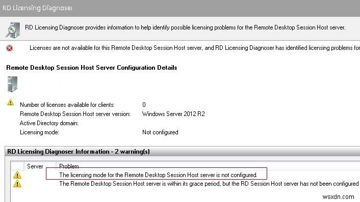 リモートデスクトップセッションホストのライセンスモードが構成されていません 