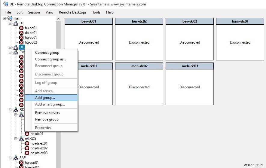 WindowsでのRDCMan（リモートデスクトップ接続マネージャー）の使用 