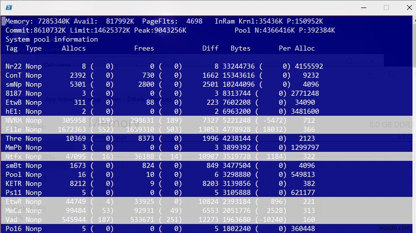 Windowsでの非ページプールメモリ使用量（リーク）が高い 