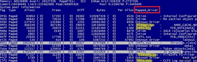 Windowsでの非ページプールメモリ使用量（リーク）が高い 