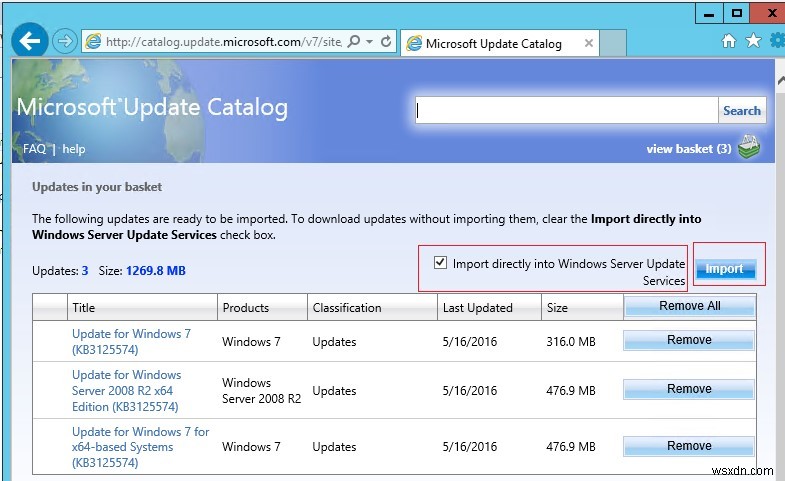 Microsoft UpdateカタログからWSUSに更新プログラムを手動でインポート（追加）する方法は？ 