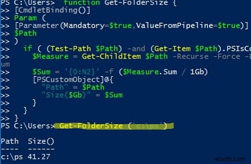 PowerShell：Windowsのディスク上のフォルダーサイズを取得する 