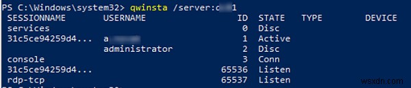 リモートコンピュータにログインしている現在のユーザーを検索する 