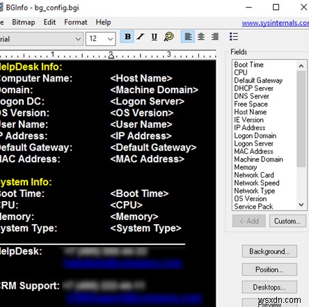 BgInfoを使用してWindowsデスクトップにシステム情報を表示する 