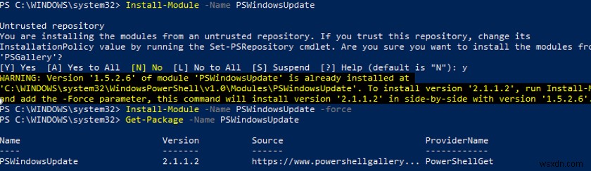 PSWindowsUpdatePowerShellモジュールを使用してWindowsUpdateを管理する 