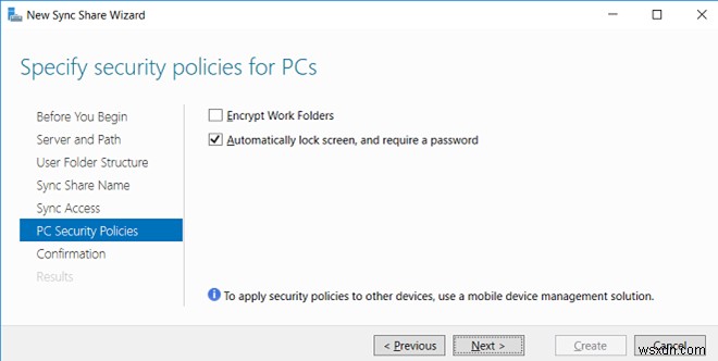 WindowsServer2016でのWorkFoldersの構成 