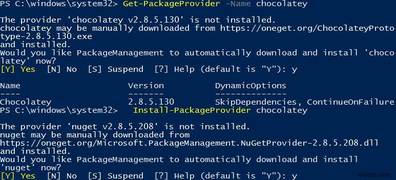 Windows10でのPowerShellPackageManagementの使用 