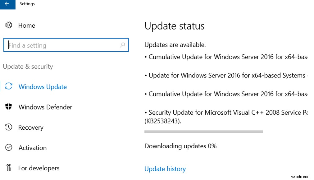 「更新プログラムのダウンロード0％」WindowsServer2016およびWindows10での問題 