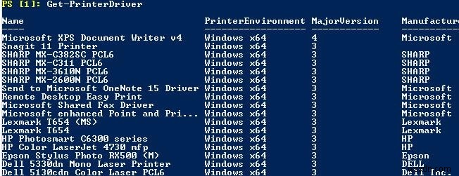 Windows 10 /Server2016でPowerShellを使用してプリンターとドライバーを管理する 