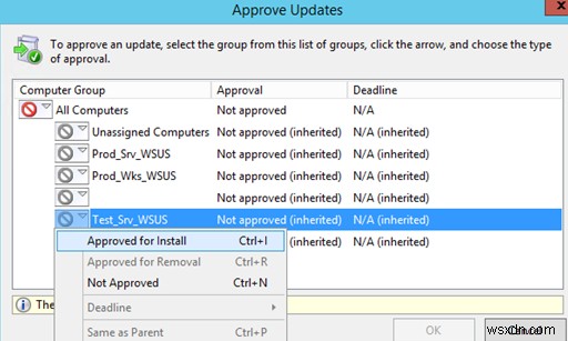 WSUS Updateを承認および拒否する方法は？ 