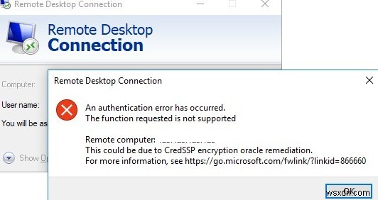 RDP認証エラー：CredSSP暗号化Oracle修復 