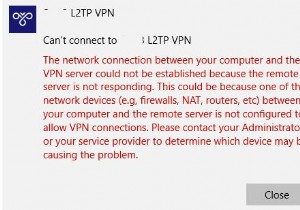 NATの背後でのL2TP/IPsec VPN接続の構成、VPNエラーコード809 
