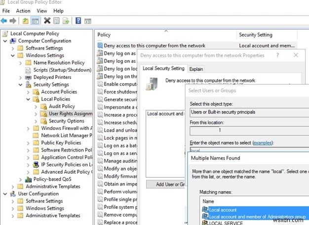 Windows：ローカルユーザーアカウントのリモートネットワークアクセスをブロックする 