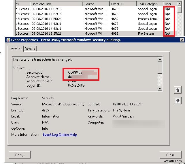 Windows2008以降でユーザー名でイベントログをフィルタリングする方法 