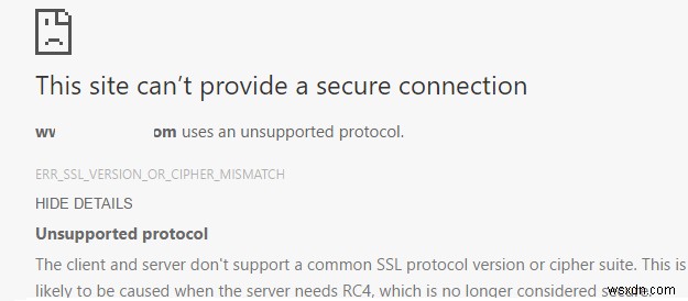 SSLエラー：このサイトはChrome、Opera、Chromiumで安全な接続を提供できません 