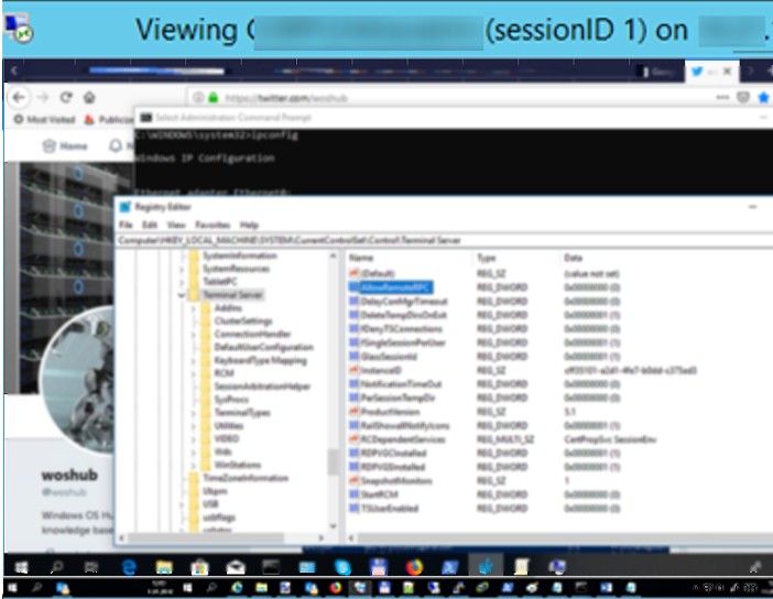 Windows10のリモートデスクトップセッションシャドウイングモード 