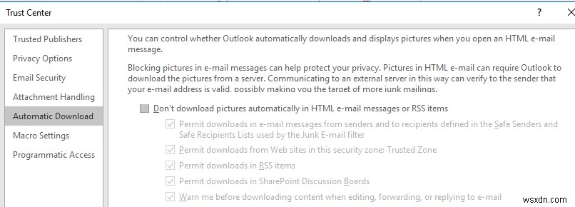Outlookは電子メールに画像を表示しません 