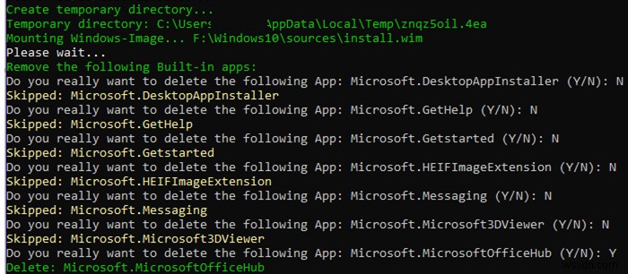 Windows 10インストールイメージ（WIMファイル）から組み込みのアプリ、機能、およびエディションを削除するにはどうすればよいですか？ 