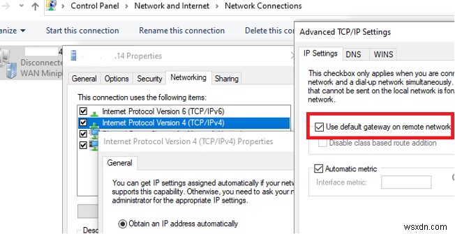 Windows 10：VPNサーバーに接続した後インターネットに接続できません 