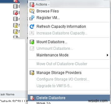 VMFSデータストアをアンマウント/削除できません：リソースが使用中です 