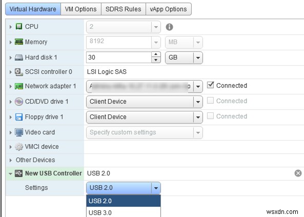 VMWareESXiから仮想マシンへのUSBデバイスパススルーの構成 