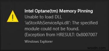 修正済み：Intel Optane（tm）メモリの固定でDLLを読み込めない 