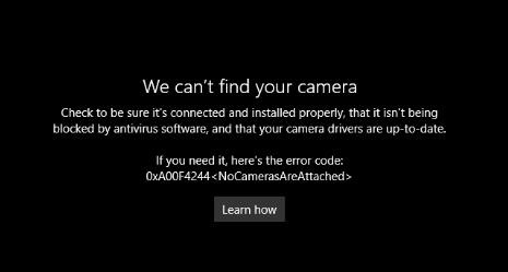 0xA00F4244NoCamerasAreAttachedカメラエラーを修正 