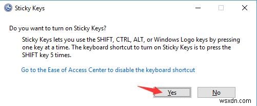 Windows10でスティッキーキーをオンまたはオフにする方法 