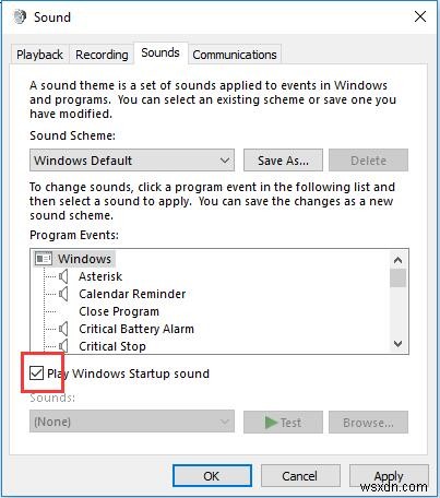 Windows10でスタートアップサウンドを元に戻すにはどうすればよいですか 