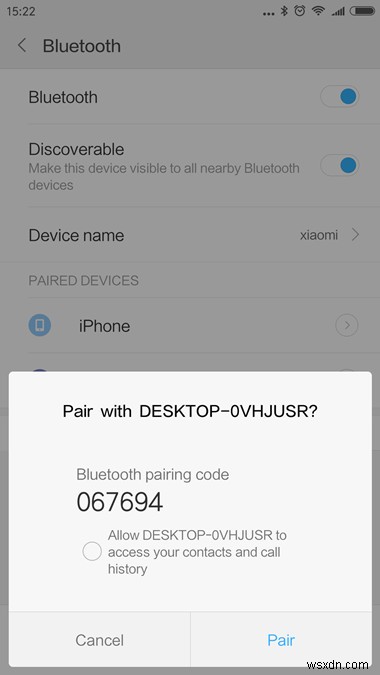 Xiaomi電話をBluetooth経由でラップトップに接続する方法 