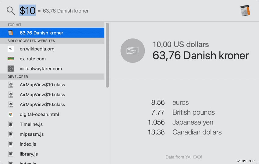 MacのSpotlightSearchを使用して迅速な通貨換算を行う方法 