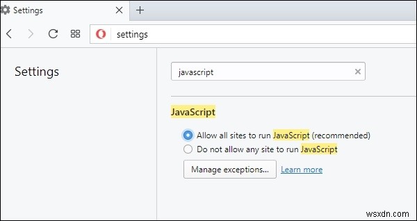 OperaでJavaScriptを有効にする方法は？ 