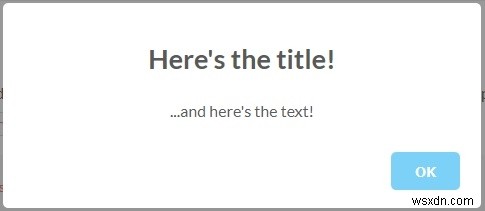 JavaScriptアラートボックスのタイトルを編集するにはどうすればよいですか？ 