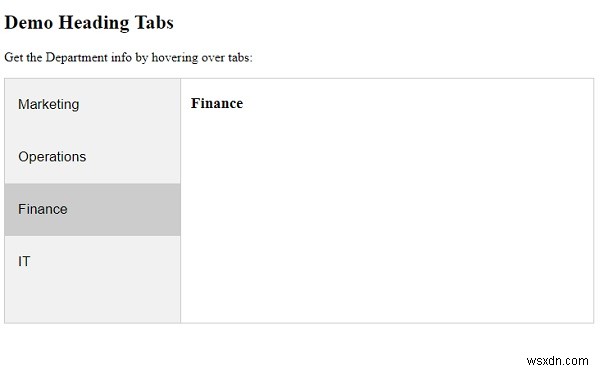 CSSとJavaScriptでホバーのタブを変更するにはどうすればよいですか？ 