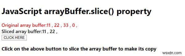 JavaScript arrayBuffer.slice（）メソッド 