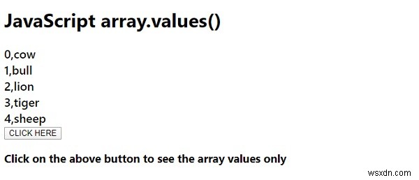 JavaScript array.values（） 