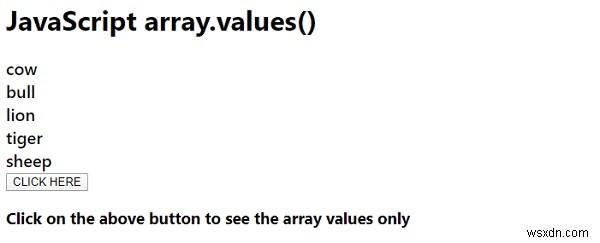 JavaScript array.values（） 
