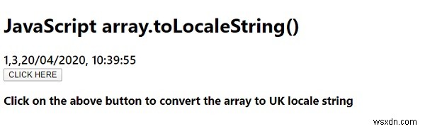 JavaScript array.toLocaleString（）関数 