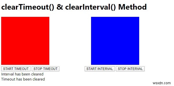 JavaScript clearTimeout（）＆clearInterval（）メソッド 