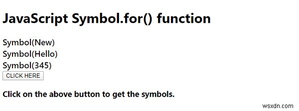 JavaScript Symbol.for（）関数 