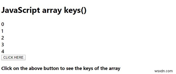 JavaScript array.keys（）メソッド 