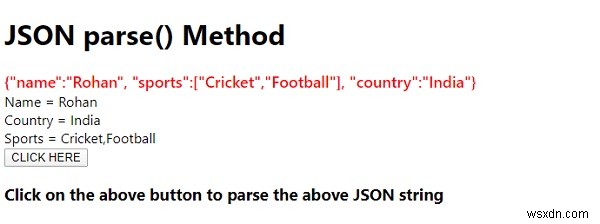 JavaScript JSON parse（）メソッド 