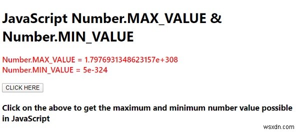 JavaScript Number.MAX_VALUE＆Number.MIN_VALUEと例 